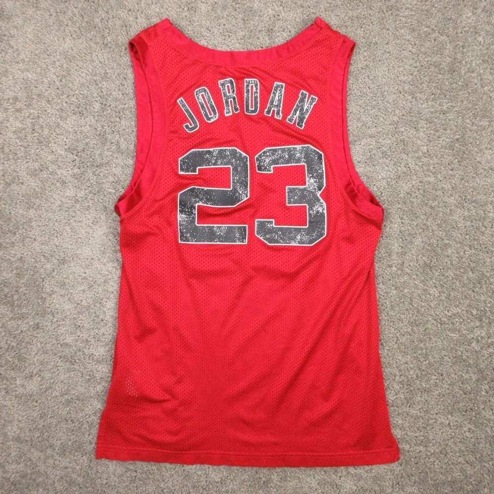 Air Jordan Jersey Mens Medium Red Mesh Tank Sleeveless Basketball 23 Michael